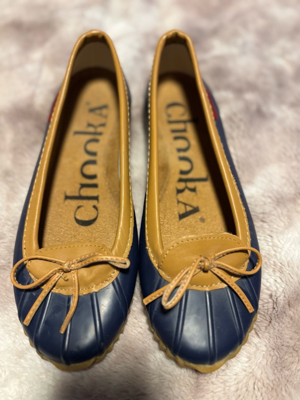 Chooka Duck Skimmer Flats Women’s 8 Navy Blue Rubber Rain Ballet Shoes